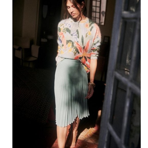 100% Silk Authentic Vintage Pleated Midi Tie Skirt - Picture 7 of 7